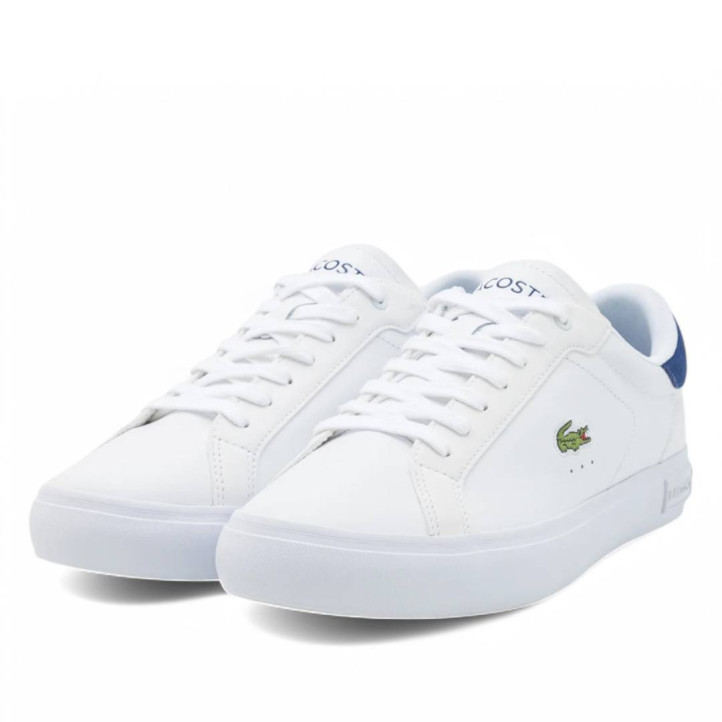 Zapatillas deportivas Lacoste powercourt 125 blancas con detalles azules - Querol online