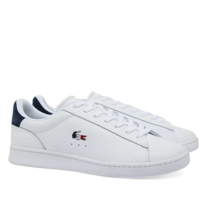 Zapatillas deportivas Lacoste carnaby set 224 blancas con detalles azules - Querol online