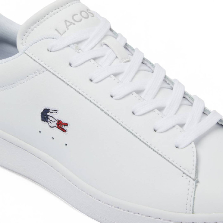 Zapatillas deportivas Lacoste carnaby set 224 blancas con detalles azules - Querol online