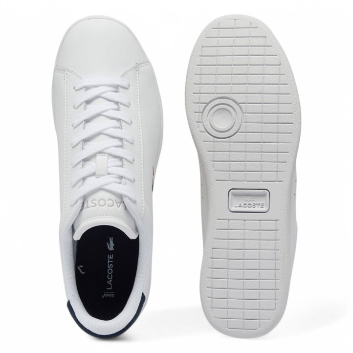 Zapatillas deportivas Lacoste carnaby set 224 blancas con detalles azules - Querol online