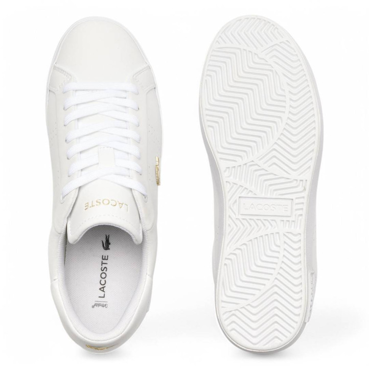 Zapatillas urban Lacoste powercourt 2.0 blancas con logo dorado - Querol online