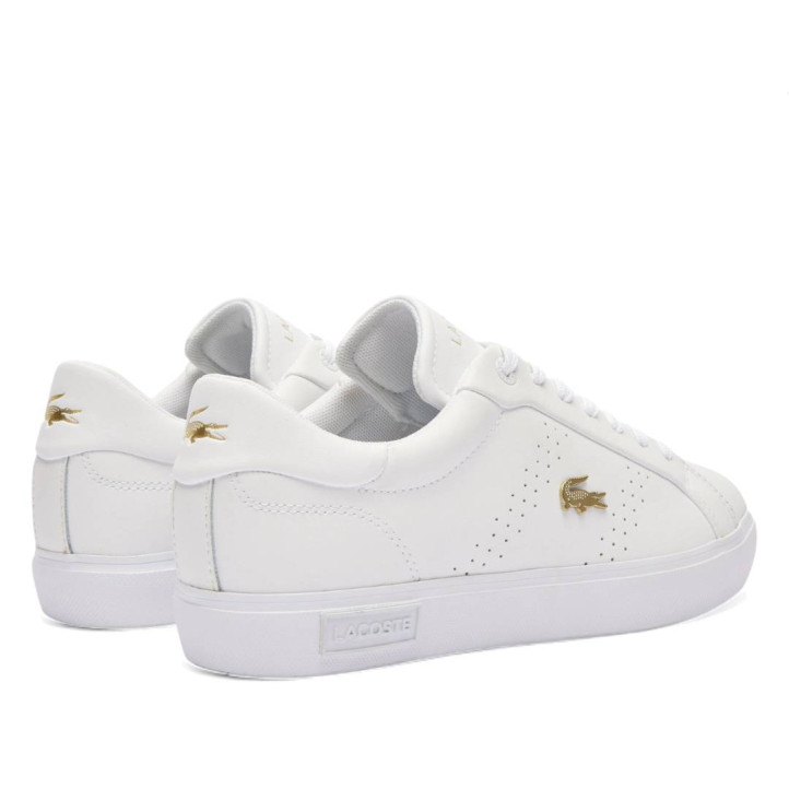 Zapatillas urban Lacoste powercourt 2.0 blancas con logo dorado - Querol online