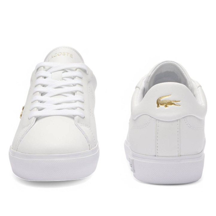 Zapatillas urban Lacoste powercourt 2.0 blancas con logo dorado - Querol online