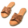 Sandàlies planes Mustang maria marrons amb tres tires creuades de pell