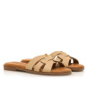 Sandalias planas Mustang maria beige con tres tiras cruzadas de piel