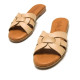 Sandalias planas Mustang maria beige con tres tiras cruzadas de piel - Querol online