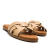 Sandalias planas Mustang maria beige con tres tiras cruzadas de piel