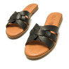 Sandalias planas Mustang maria negras con tres tiras cruzadas de piel