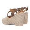 Sandalias cuña Redlove alejandra beig con tiras cruzadas marrones de piel