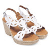 Sandàlies falca Redlove elvira blanques amb empeine troquelat de pell