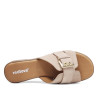 Sandalias planas Redlove candela taupe con hebilla en la pala de piel