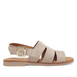 Sandàlies planes Redlove jimena taupe amb pala ample cut out de pell