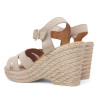Sandalias cuña Redlove ofelia taupe cut out con hebilla al tobillo de piel