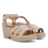 Sandalias cuña Redlove ofelia taupe cut out con hebilla al tobillo de piel