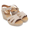 Sandalias cuña Redlove ofelia taupe cut out con hebilla al tobillo de piel