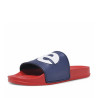 chanclas Levi's june l azules con suela roja y letras blancas