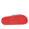 chanclas Levi's june l azules con suela roja y letras blancas