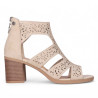 Sandalias tacón Chika 10 rosalinda 04 beige con tiras troqueladas