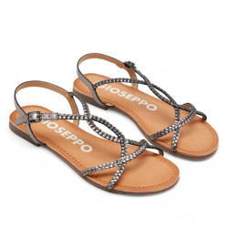 Sandàlies planes Gioseppo nioaque plom amb tires trenades de pell - Querol online