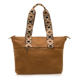 Bolso Mustang adna marrón estilo shopper con detalles geométricos - Querol online