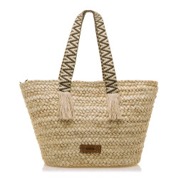 Capazo Mustang earl estilo capazo con cinta en verde y beige - Querol online