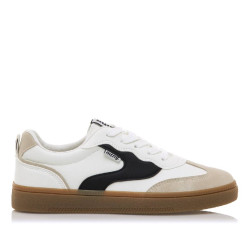 Zapatillas urban Mustang roy blancas con detalles negros y suela caramelo - Querol online