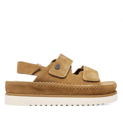 Sandàlies plataformes BB Up marrons amb tires amples i tancament posterior de velcro - Querol online