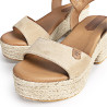 Sandalias tacón Popa arale beige con tacón de ráfia