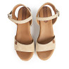 Sandalias tacón Popa arale beige con tacón de ráfia