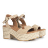 Sandalias tacón Popa arale beige con tacón de ráfia