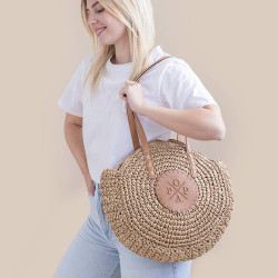 Cabàs Popa luciana marró rodó de ràfia - Querol online