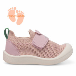 Sabatilles lona Kickers rose clair estil mitjó amb velcro respectuosas - Querol online
