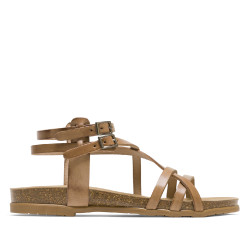 SANDALIA PLANA ROMANA BIO DE PIEL TAUPE SELENA PORRONET - Querol online