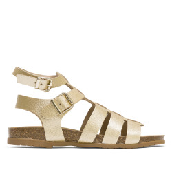 SANDALIA PLANA ROMANA BIO DE PIEL ORO SILVIA PORRONET - Querol online
