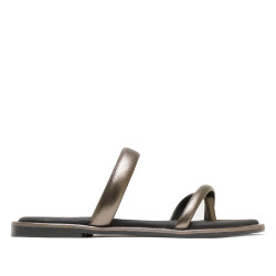 SANDALIA ESCLAVA PLANA PIEL PLOMO CAMILA PORRONET - Querol online