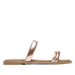 SANDALIA PLANA PIEL TAUPE ROSÉ ERIKA PORRONET - Querol online