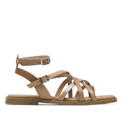 SANDALIA PLANA ROMANA DE PIEL TAUPE VITA PORRONET - Querol online