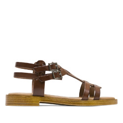 SANDALIA PLANA ROMANA DE PIEL TAUPE MAGNOLIA PORRONET - Querol online