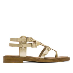 SANDALIA PLANA ROMANA DE PIEL ORO MILEY PORRONET - Querol online