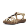 Sandalias planas Amarpies beige con abalorios de madera y pulsera elástica