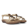 Sandalias planas Amarpies beige con abalorios de madera y pulsera elástica