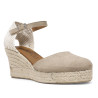 Alpargatas cuña KONPAS beige de antelina con suela de esperato y plantilla de piel