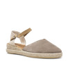 Alpargatas planas Redlove beige de serraje con pulsera marrón y suela de esparto
