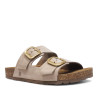 Sandalias planas Yokono jerba beige con hebillas doradas tipo bio