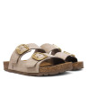 Sandalias planas Yokono jerba beige con hebillas doradas tipo bio