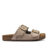 Sandalias planas Yokono jerba beige con hebillas doradas tipo bio