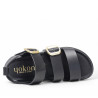 Sandalias planas Yokono tunez negras estilo gladiador de piel