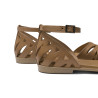 Sandalias planas Porronet paula taupe de piel con talón troquelado
