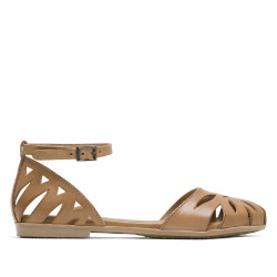 Sandalias planas Porronet paula taupe de piel con talón troquelado