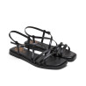 Sandalias planas Porronet verona negras de piel con tiras cruzadas